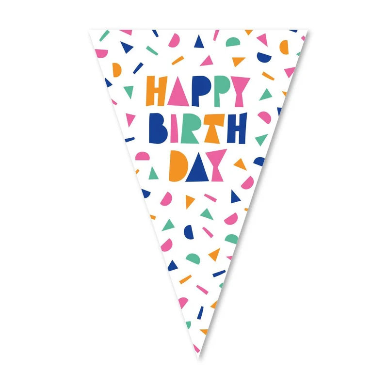 „Happy Birthday“-Girlande mit Konfetti, 10 m