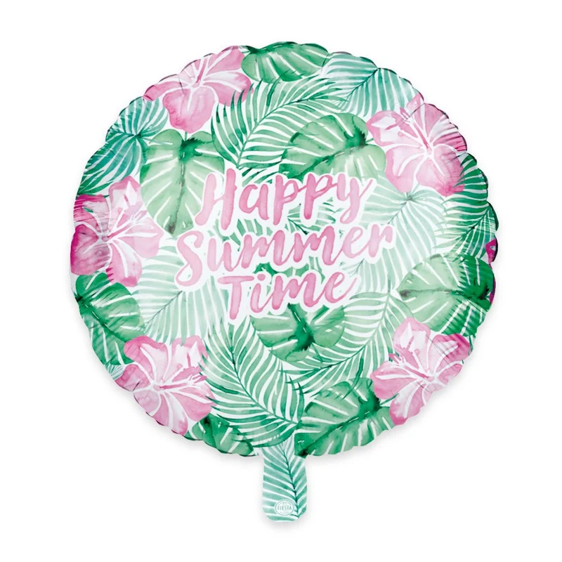 Grün-rosa Heliumballon „Happy Summer Time“, 45 cm