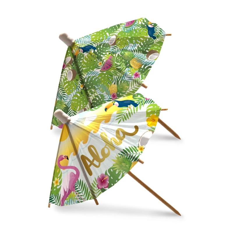 Hawaii-Sonnenschirm-Spieße „Aloha“, 18 cm, 6 Stück