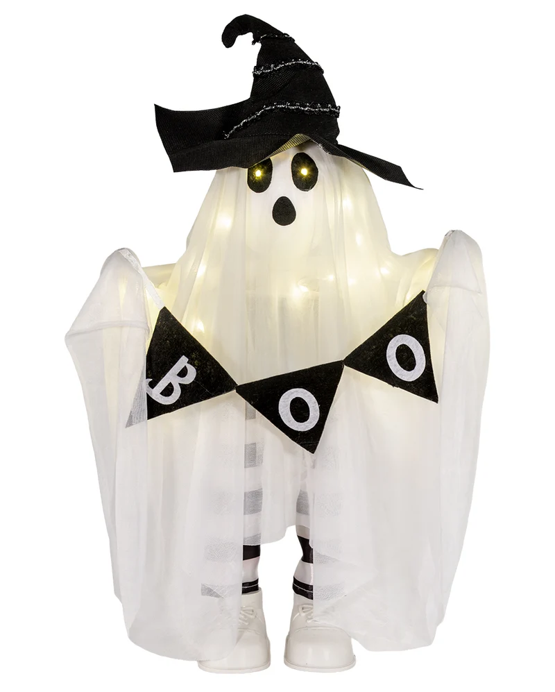 Hexengeist mit BOO Girlande & LED 53cm