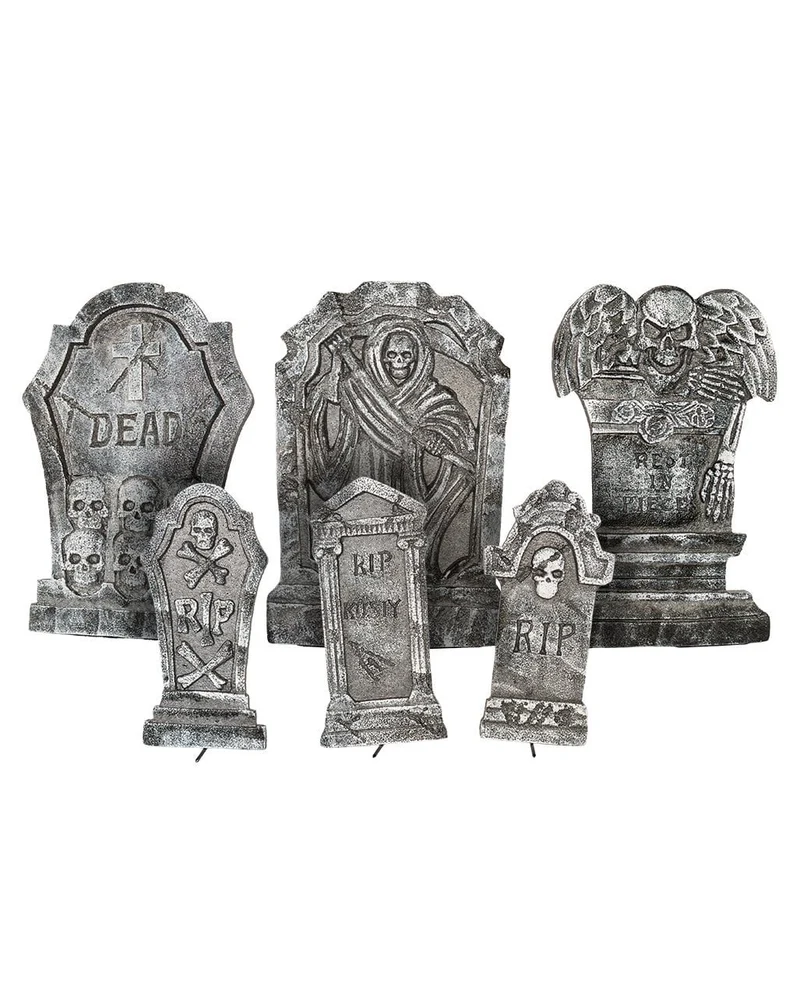 Verwittertes Halloween Deko Grabstein Set 6-teilig