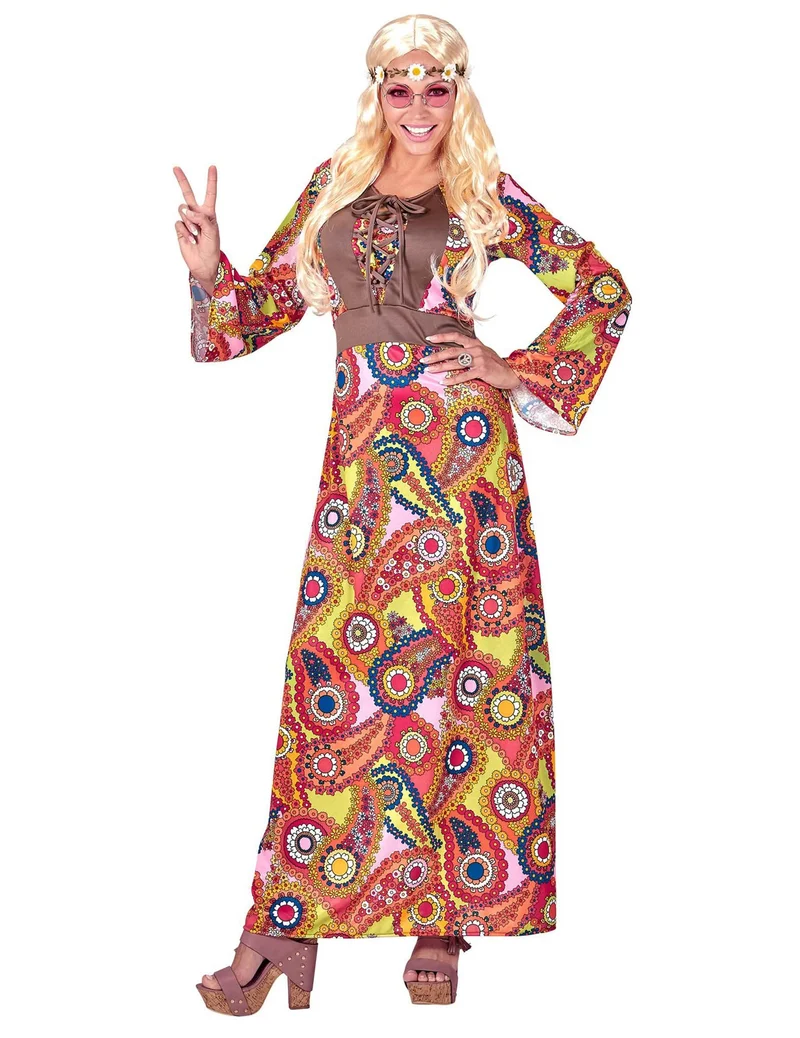 Langes Hippie-Kostüm für Damen