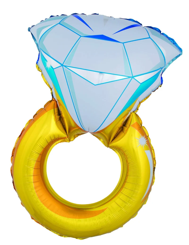 Aluminium-Ballon Diamanten-Ring gelb 105 cm