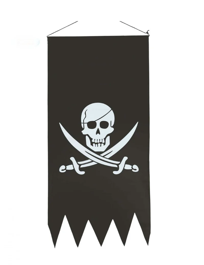 Piratenflagge Jolly Roger mit Fransen schwarz-weiss