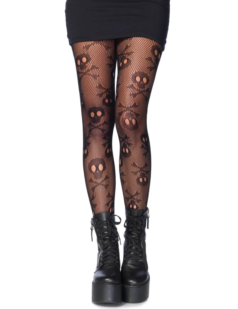 Halloween Strumpfhose Totenkopf für Damen
