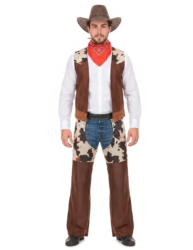 Western Cowboy-Kostüm für Herren braun-weiss