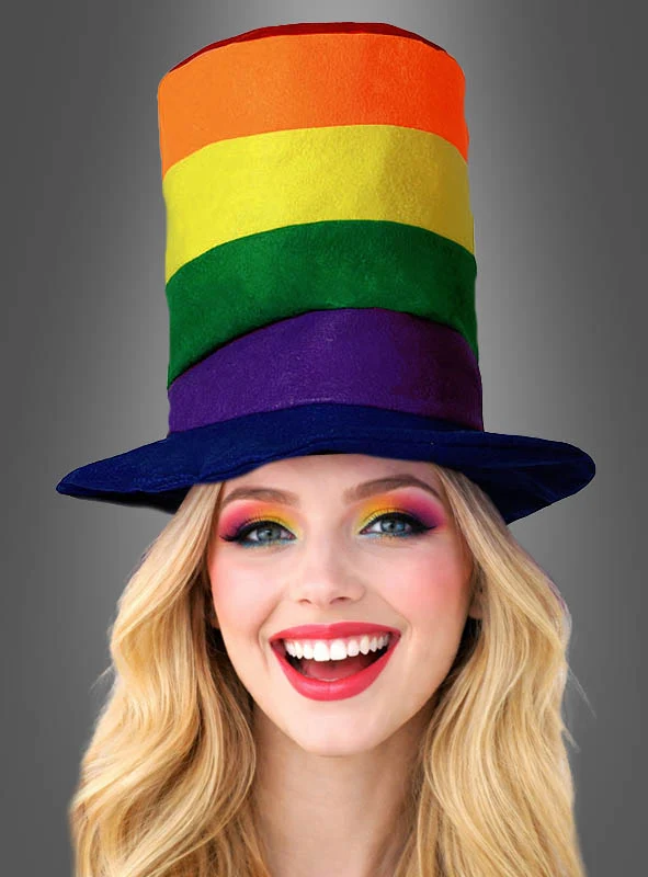 Regenbogen Stoffzylinder Hut