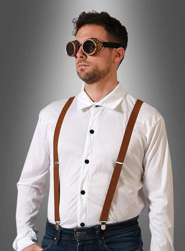 Steampunk Set Brille und Hosenträger
