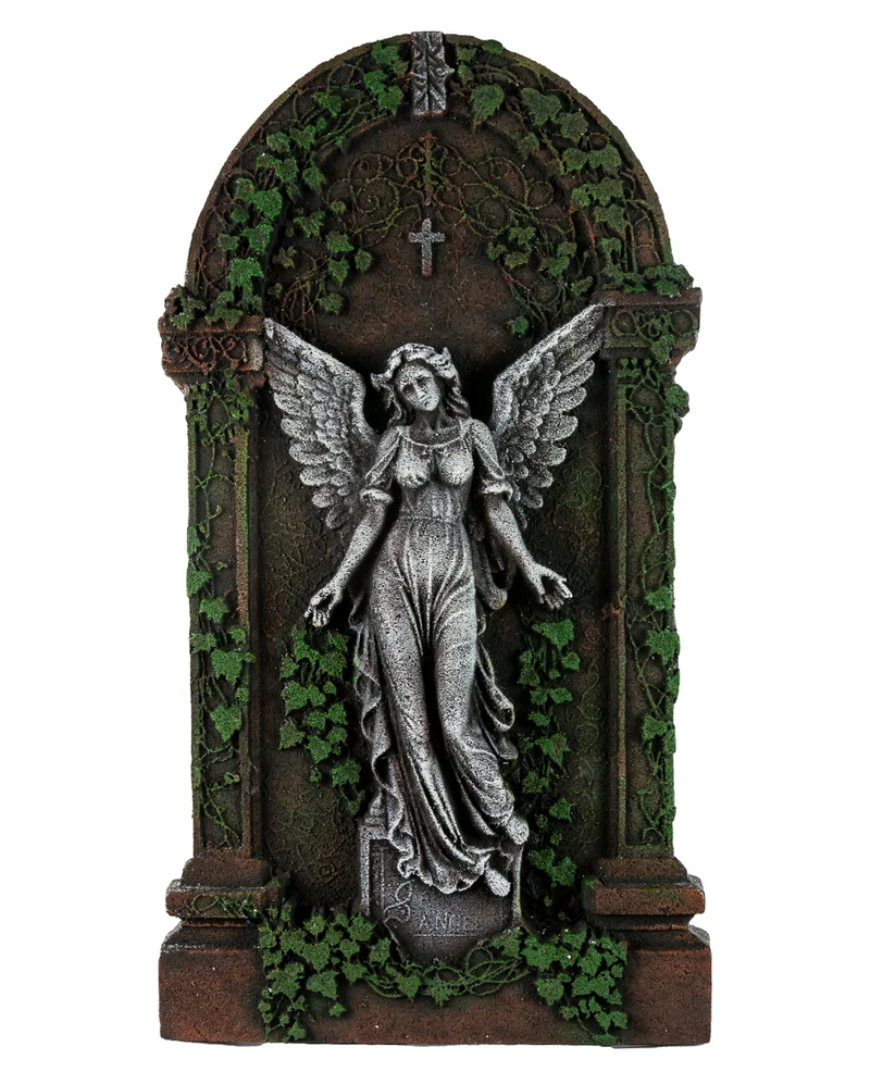 Halloween Grabstein mit Efeu & Engel 91cm