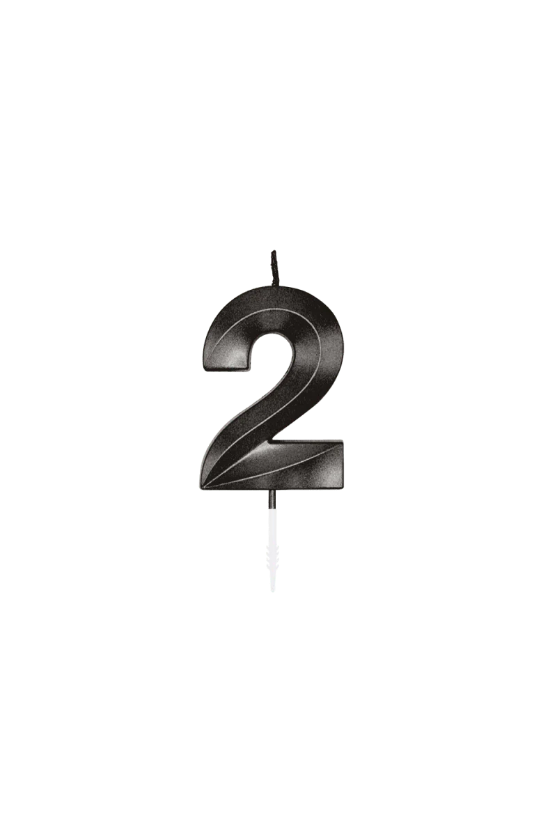2-Jahres-Kerze, schwarz metallic, 6 cm
