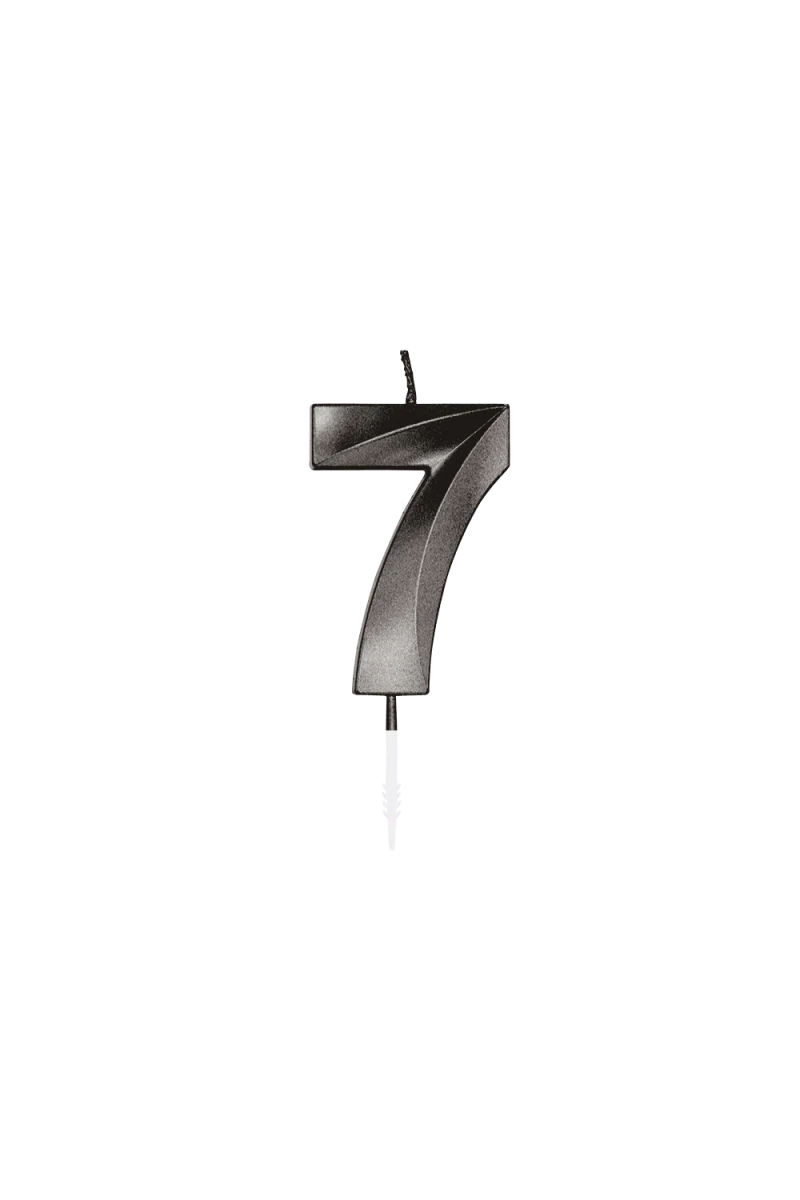 7-Jahres-Kerze, schwarz metallic, 6 cm