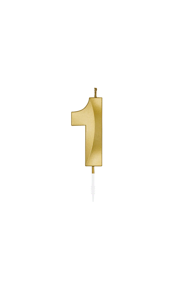 1-Jahres-Kerze, Gold-Metallic, 6 cm