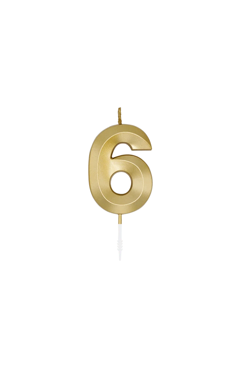 6-Jahres-Kerze, Gold-Metallic, 6 cm