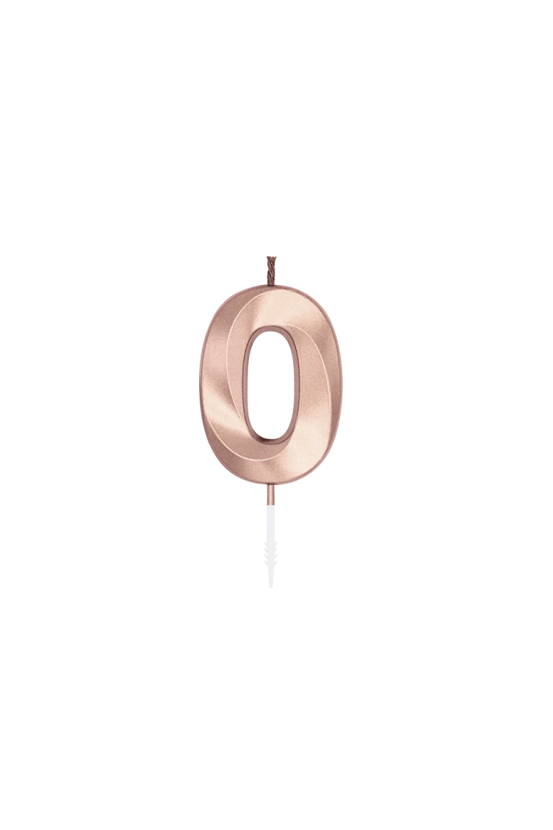 0-Jahres-Kerze in Roségold-Metallic, 6 cm