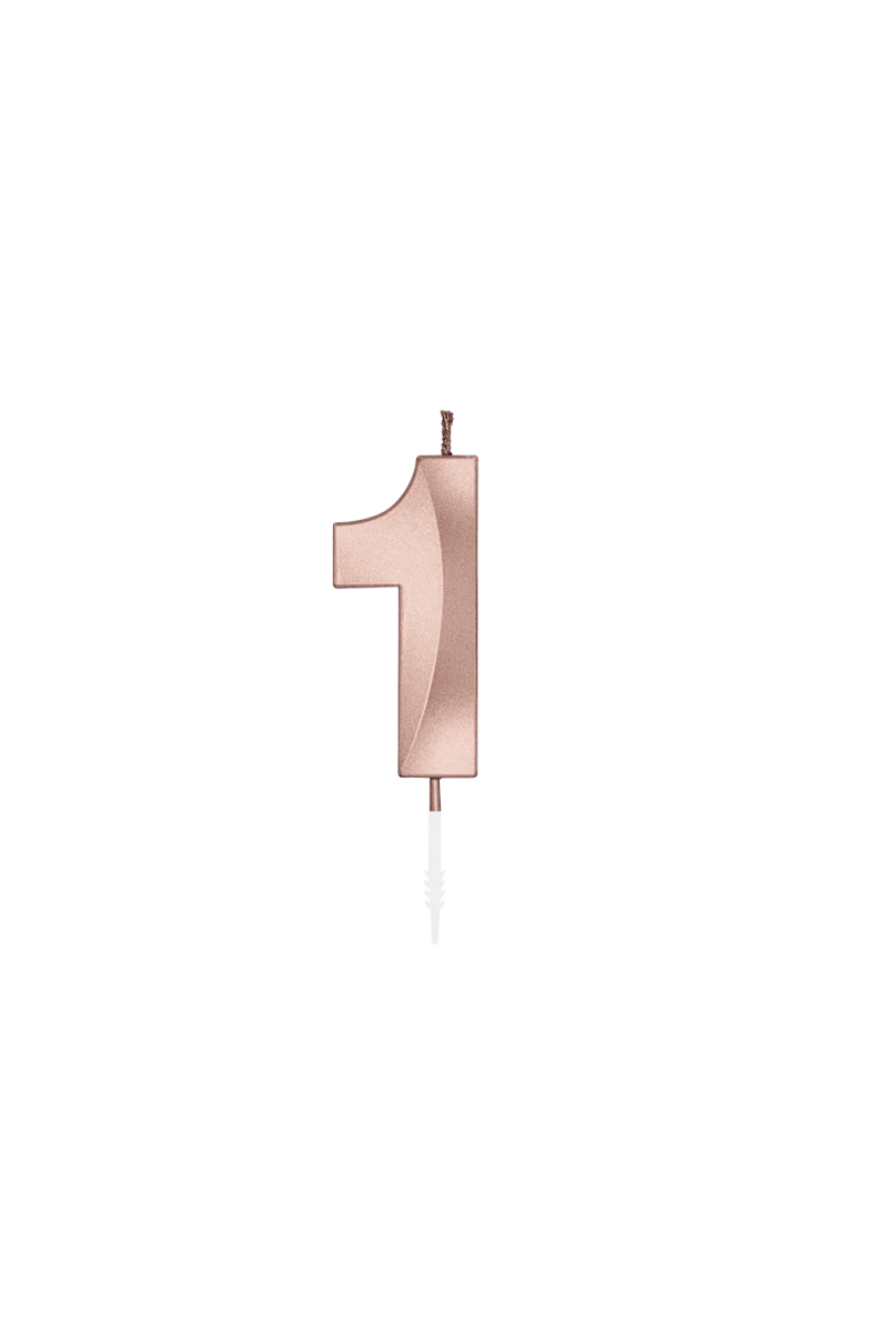 1-Jahres-Kerze in Roségold-Metallic, 6 cm