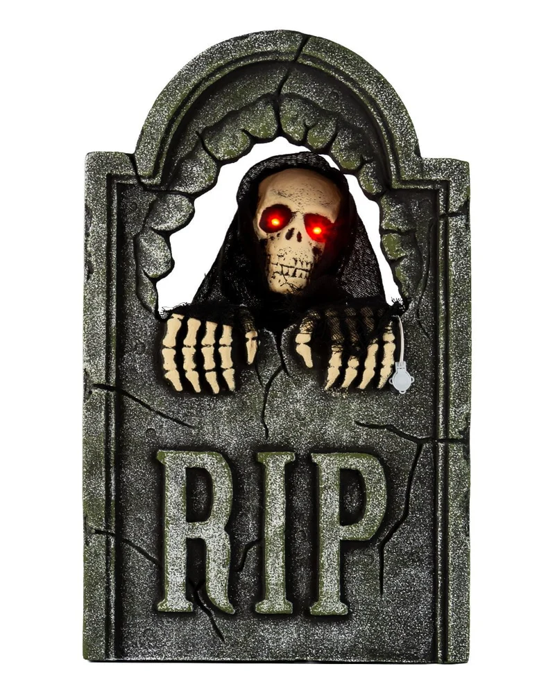 Grabstein mit sich bewegendem Grim Reaper, Sound & Licht 55cm