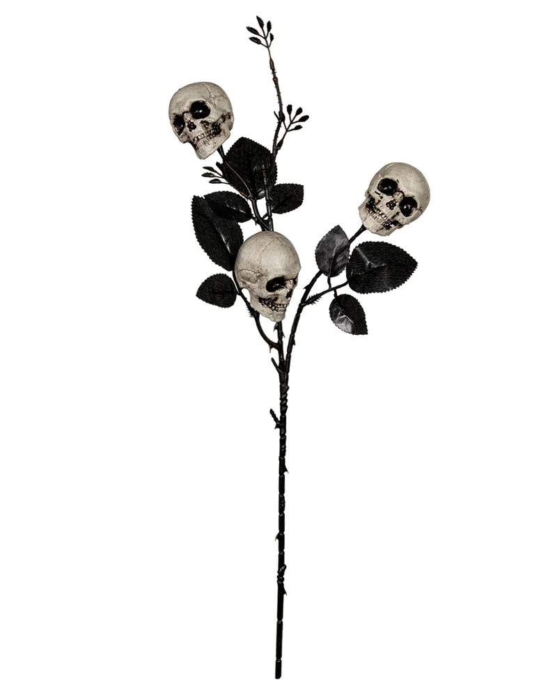 Gothic Deko Zweig mit 3 Totenköpfen 64cm