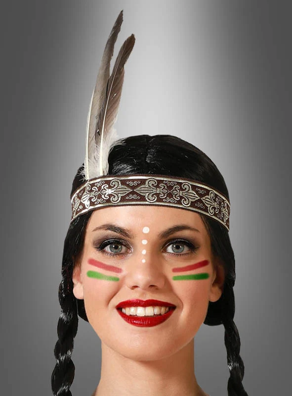 Indianer Haarband Graue Feder