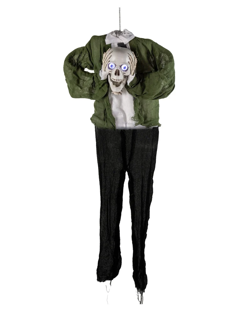 Sprechendes Skelett ohne Kopf Animatronic mit Licht & Sound 145cm