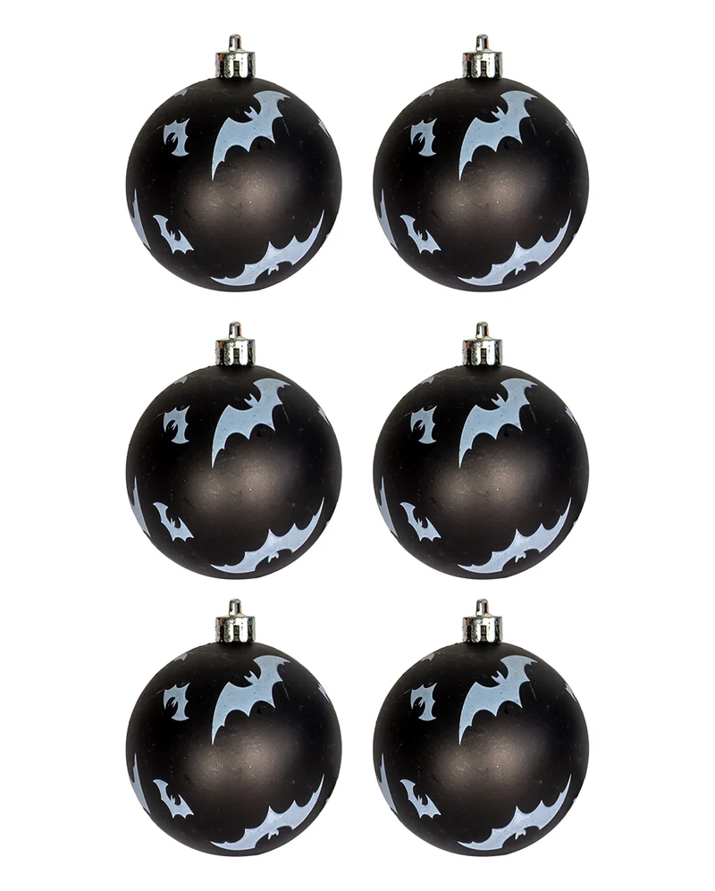 Schwarze Weihnachtskugeln mit Fledermäusen Ø 6cm