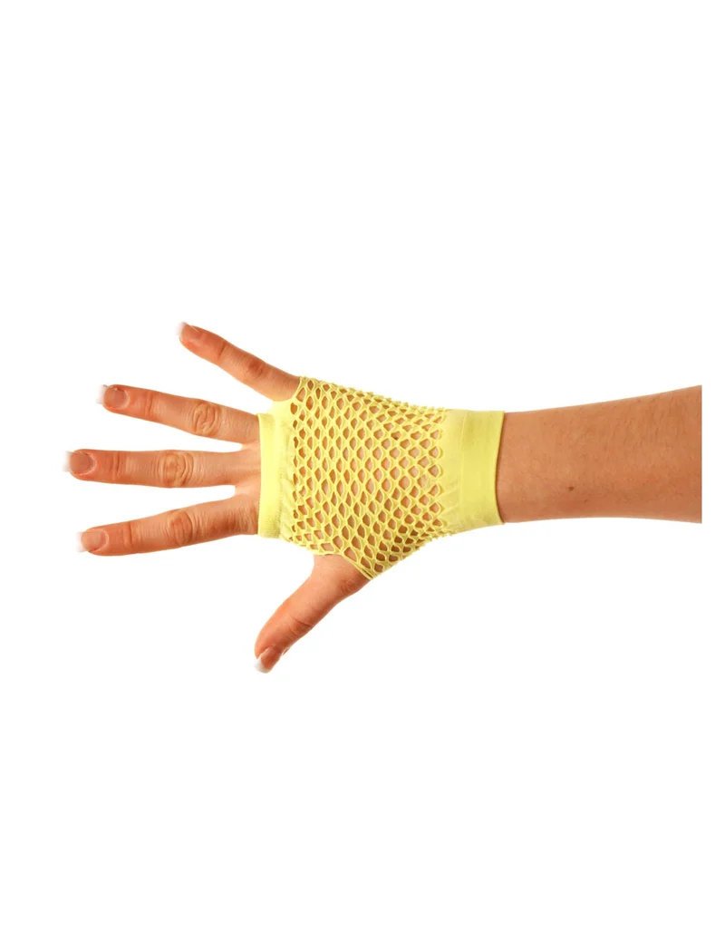 Kurze neongelbe Netzhandschuhe Erwachsene