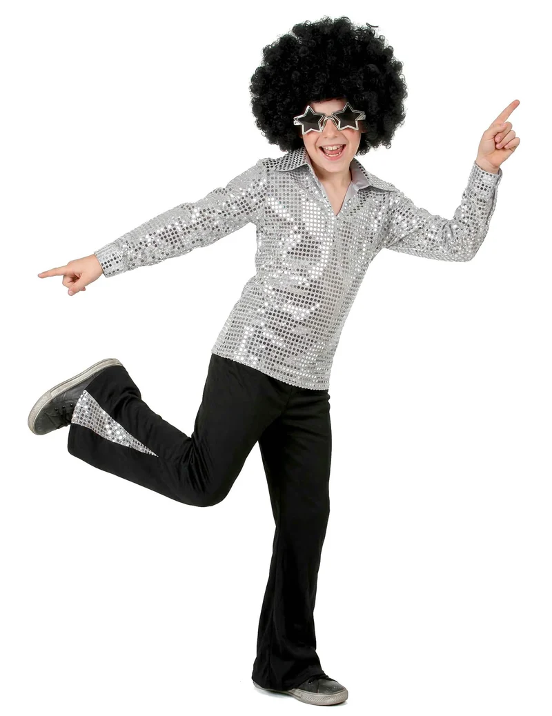Discokostüm silber für Jungen