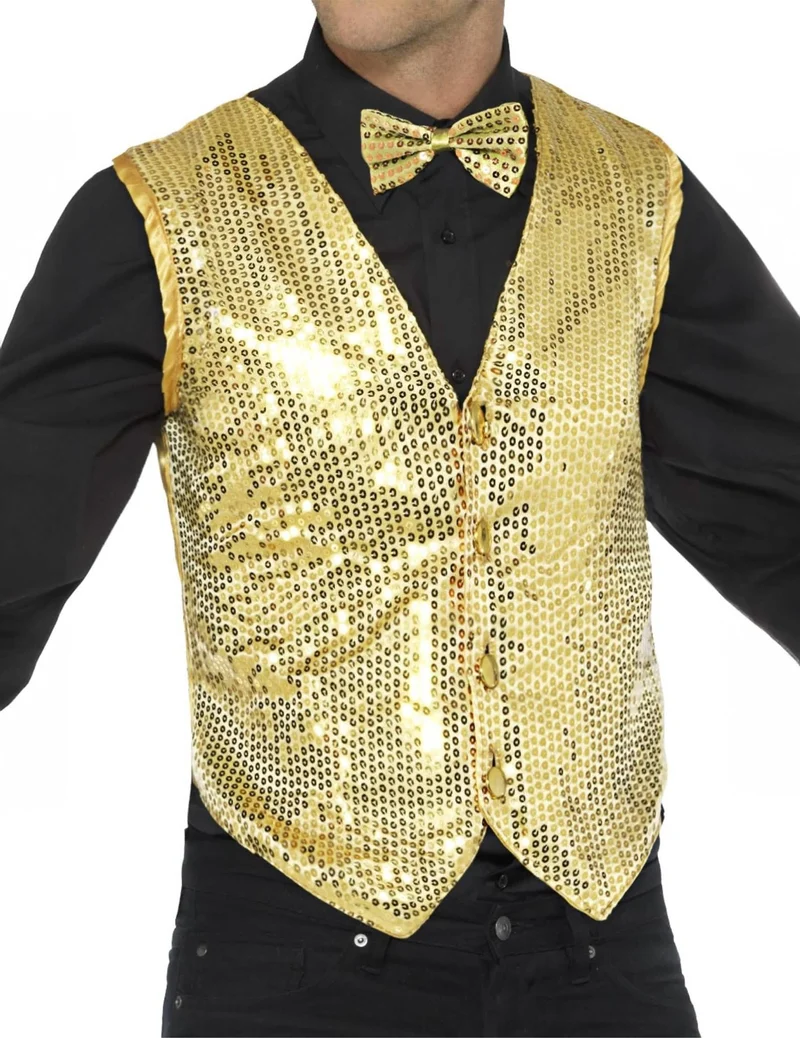 Goldene Paillettenweste für den Mann