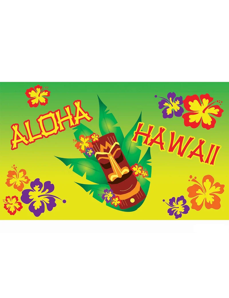 Hawaii-Banner mit Totempfahl grün-gelb