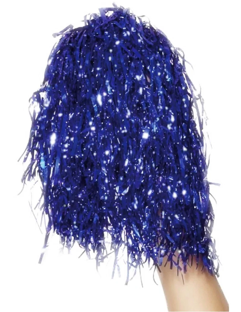 2 blau metallig Pompons