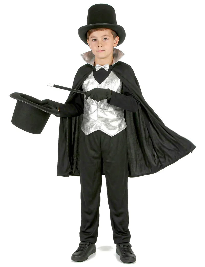 Magier Kinderkostüm silber-schwarz