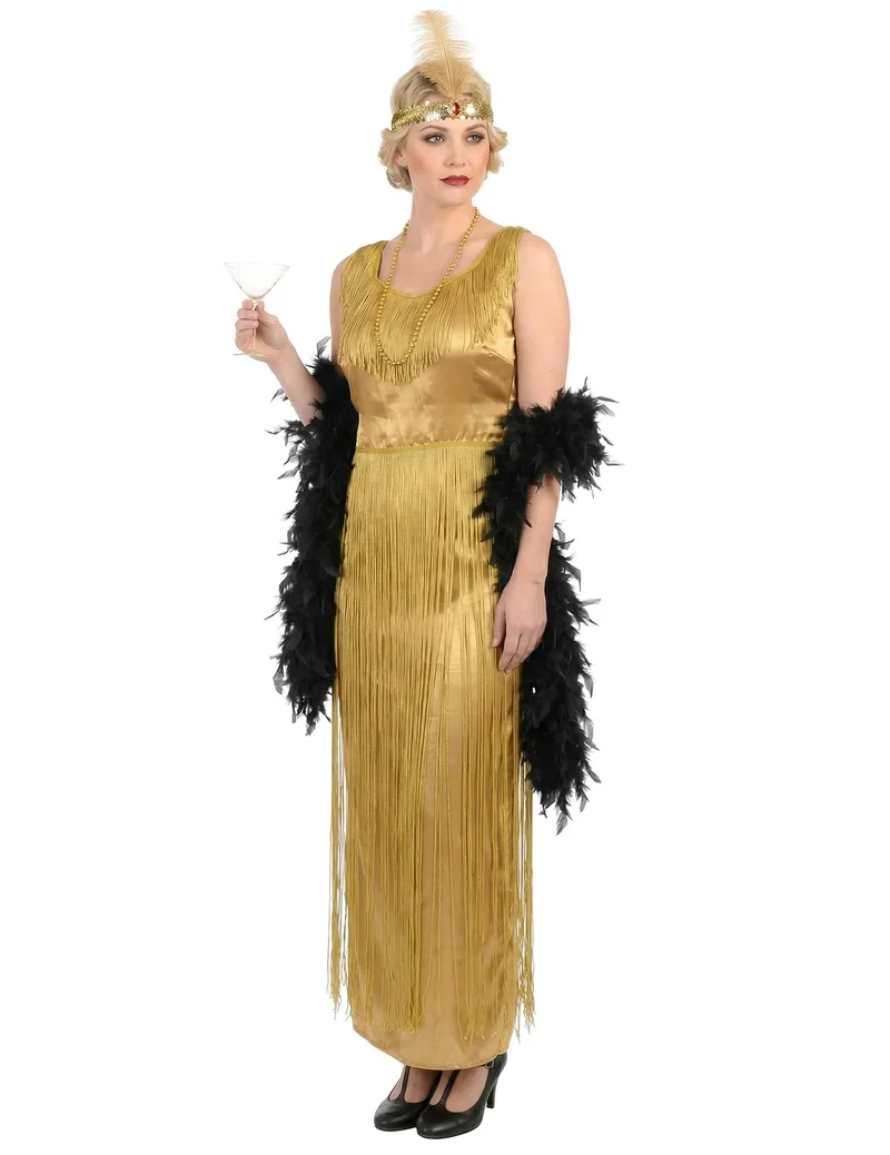 Edles Charleston Damen-Kostüm Fransen gold