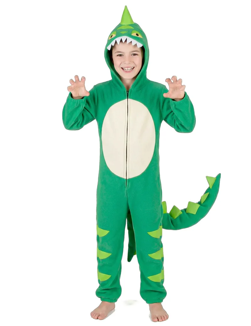 Grün-gelbes Dinosaurierkostüm für Kinder