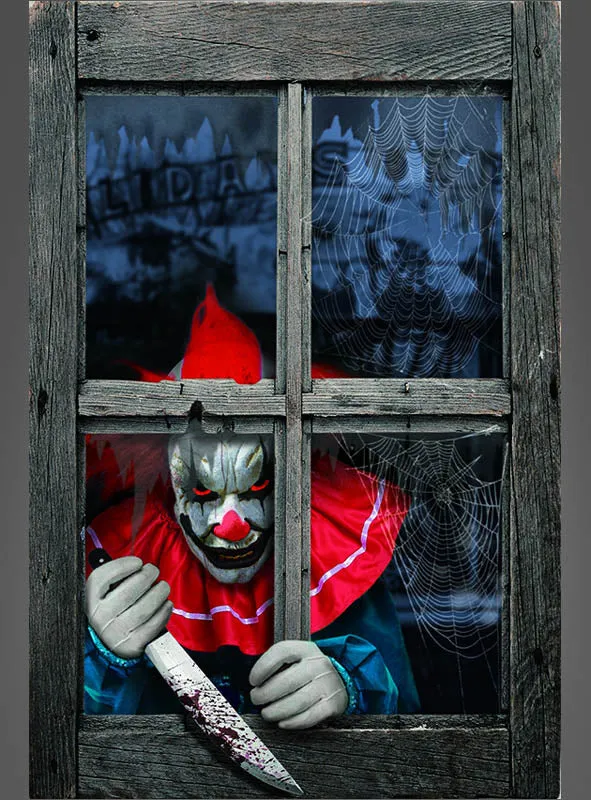 Horrorclown Fenster Deko 80x120cm