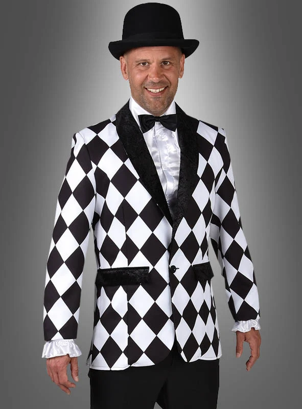 Sakko mit Schachbrett Muster schwarz-weiß
