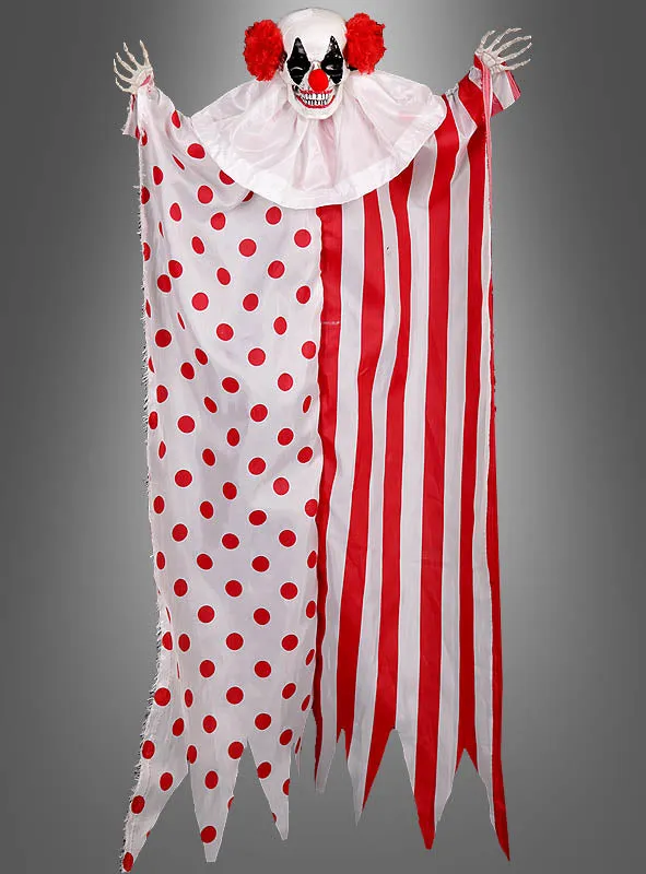 Gruseliger Clown rot-weiß Deko 96cm