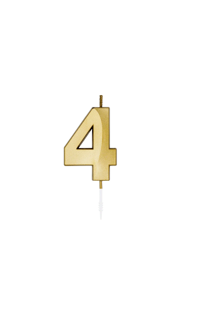 4-Jahres-Kerze, Gold-Metallic, 6 cm