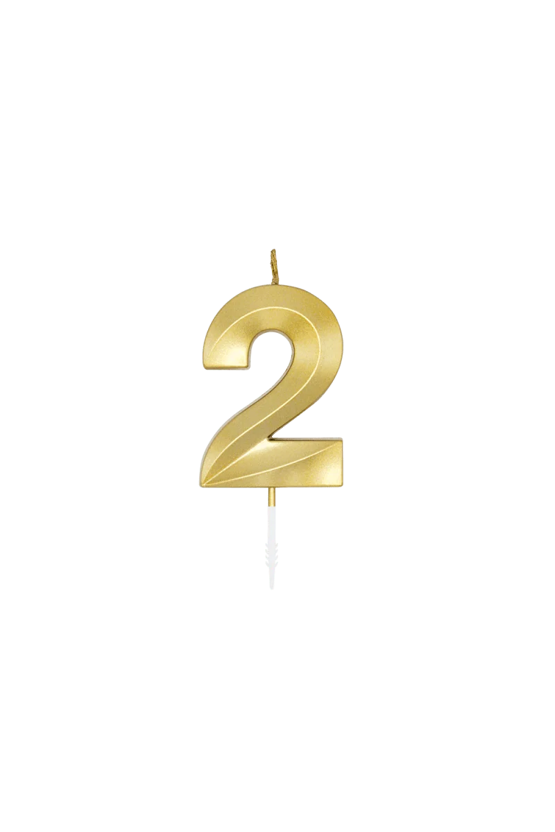 2-Jahres-Kerze, Gold-Metallic, 6 cm