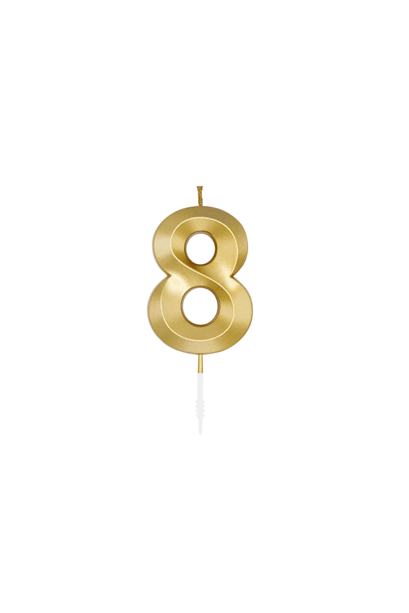 8-Jahre-Kerze, Gold-Metallic, 6 cm