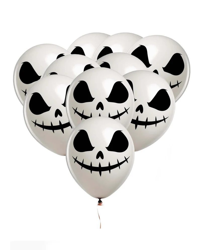 Grinsende Totenkopf Comic Ballons 10er-Set