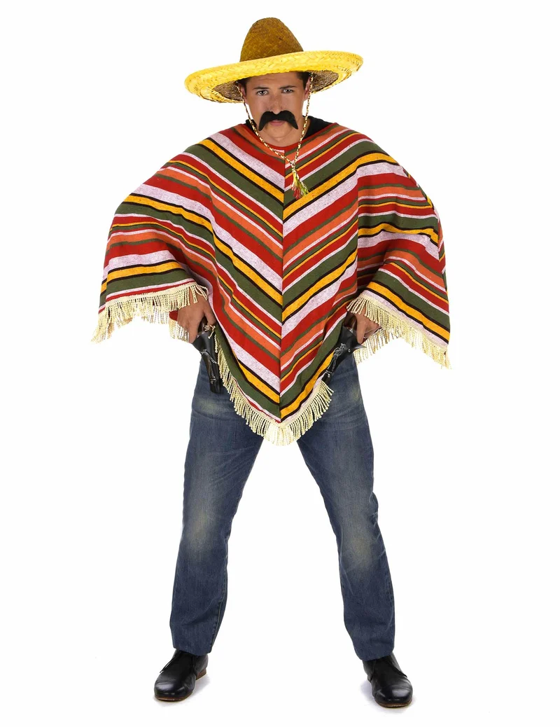 Mexikanischer Poncho für Erwachsene bunt