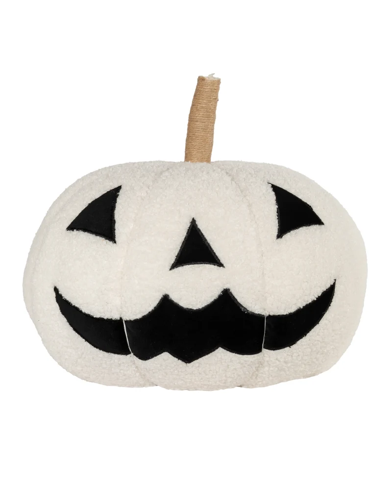 Weißer Halloween Kürbis als Zierkissen Ø 34cm