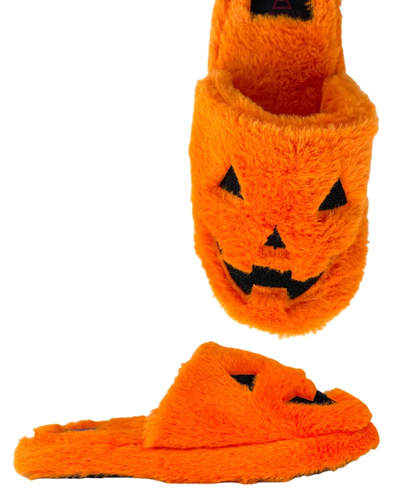 Kreepy Cozy Jack Plüsch Hausschuhe Orange