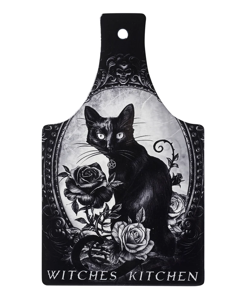 Witches Kitchen mit Katze Schneidbrett & Servierplatte