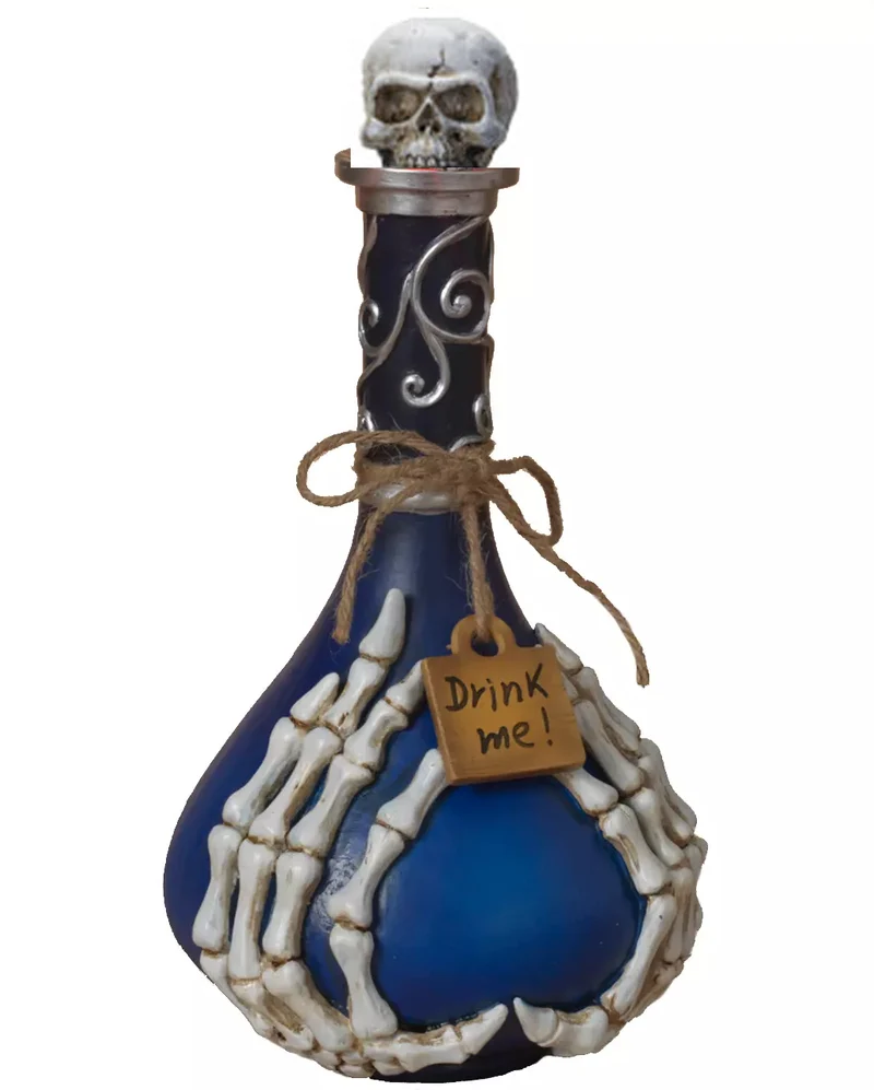 Skelett Giftflasche mit Totenkopf