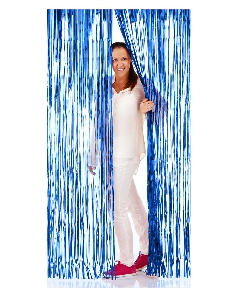 Fransen-Türvorhang Folie blau 1x2m