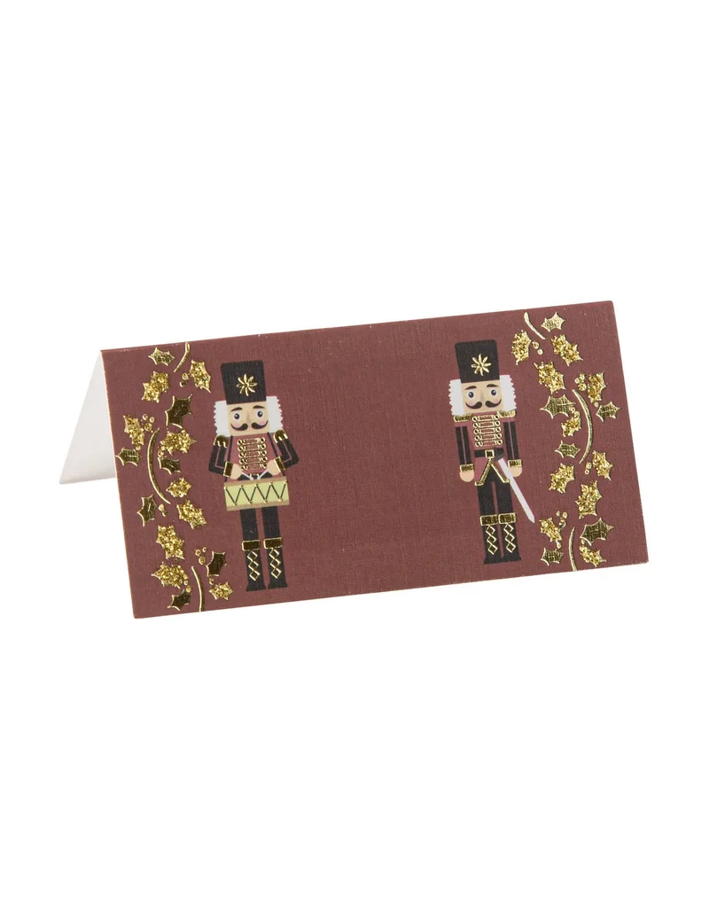 8 festliche Nussknacker-Platzkarten bordeaux und gold 8 x 4 cm