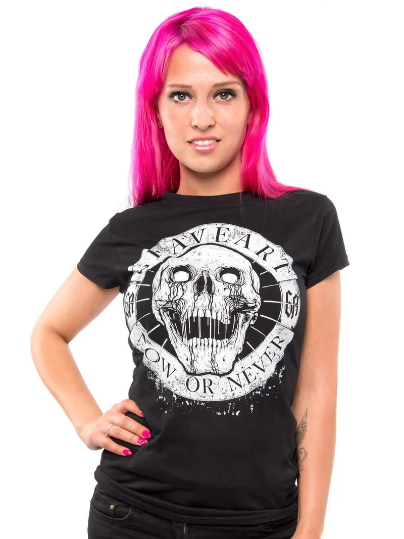 Schwarzes Totenkopf T-Shirt für Damen