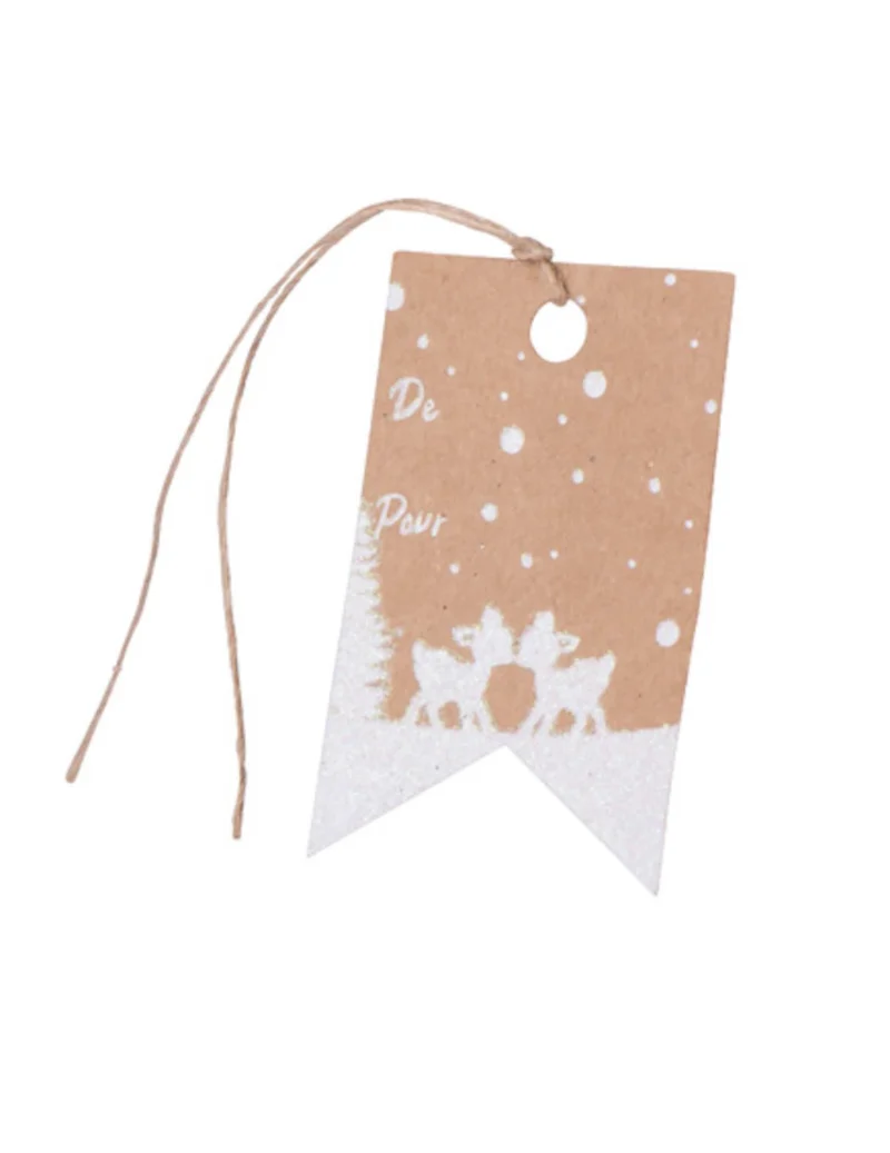 8 Geschenk-Anhänger Kleiner Hirsch aus Kraftpapier