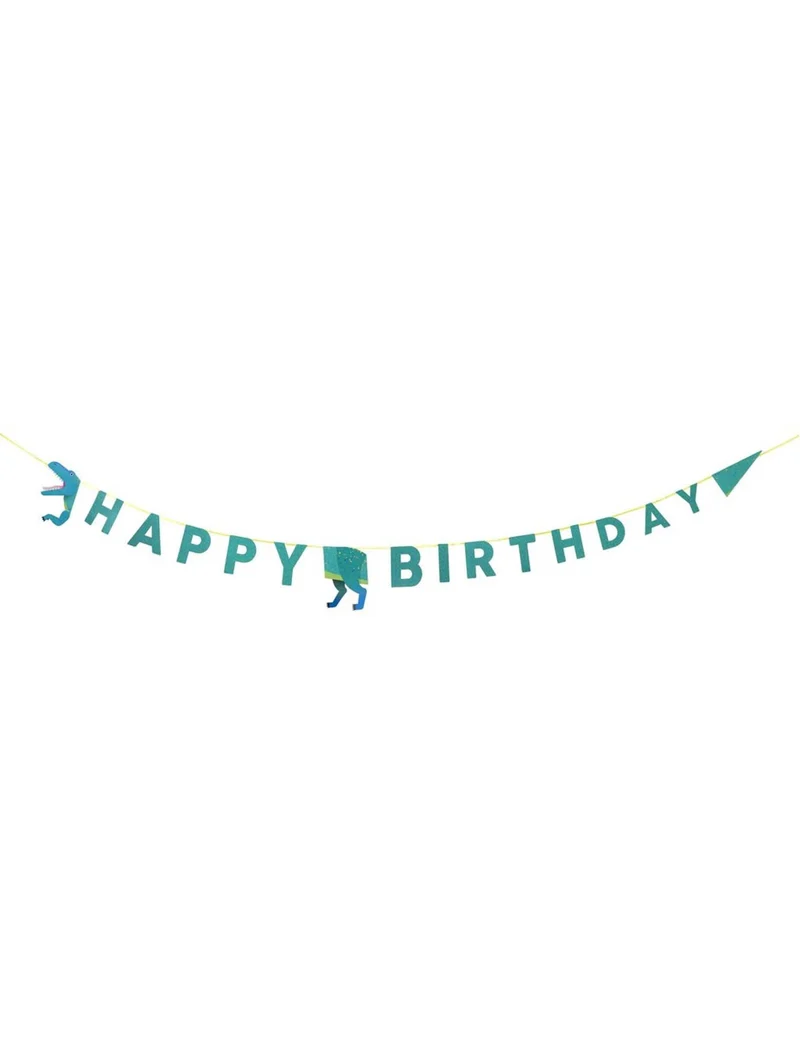 Happy Birthday Dinosaurier Girlande aus Pappe 3,5 m blau-grün