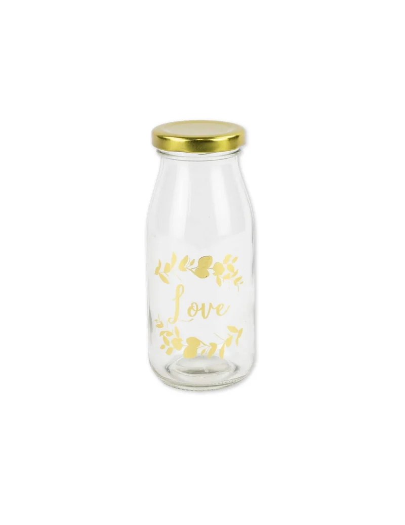 Glasflasche Candy Bar Love Farnmotive und Goldverschluss 6 x 14 cm